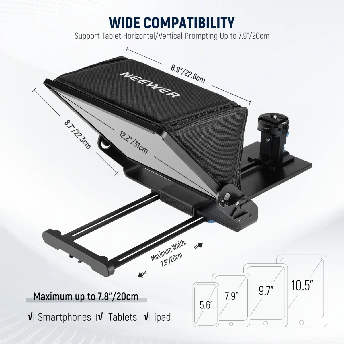 Neewer X12 II teleprompter + pult (kuni 7,9" / 20cm) - Image 6